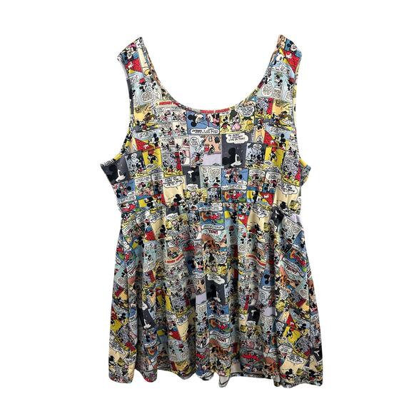Disney Mickey Mouse Comic Print Dress 3X Plus Size Sleeveless Skater Style - Picture 6 of 10